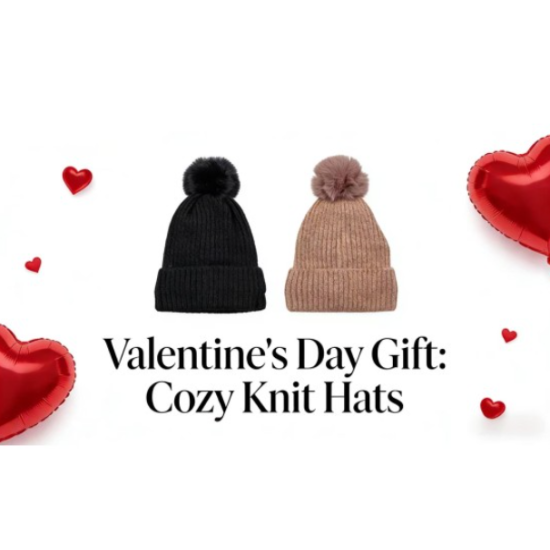 Couple's Add A Fluffy Ball Knit Cap(Pink & Black)