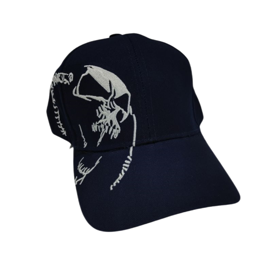 Navy blue skull embroidered baseball cap Navy blue skull embroidered baseball cap