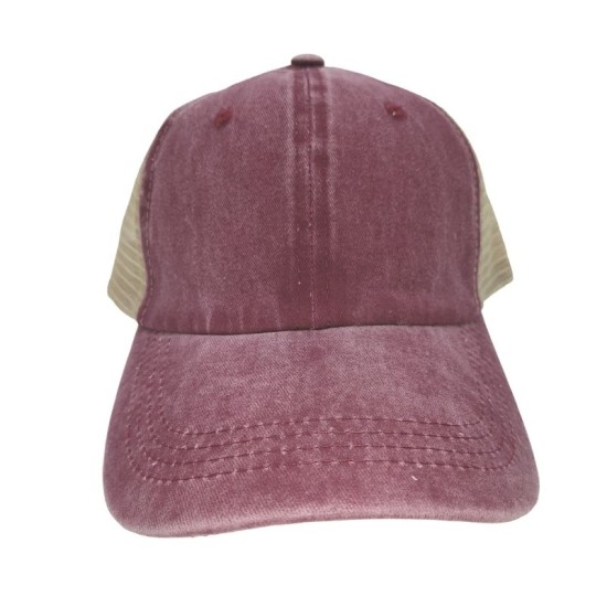 Red do old washed cotton solid color light plate mesh cap baseball cap Red do old washed cotton solid color light plate mesh cap baseball cap
