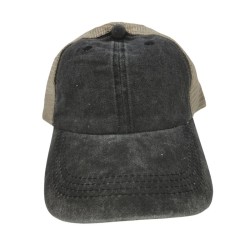 Black Do Old Washed Cotton Solid Color Light Plate Mesh Cap Baseball Cap