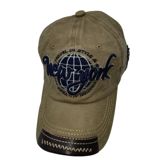 Baseball Cap With Khaki Letters