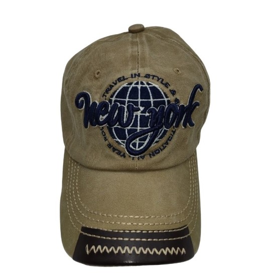 Baseball Cap With Khaki Letters
