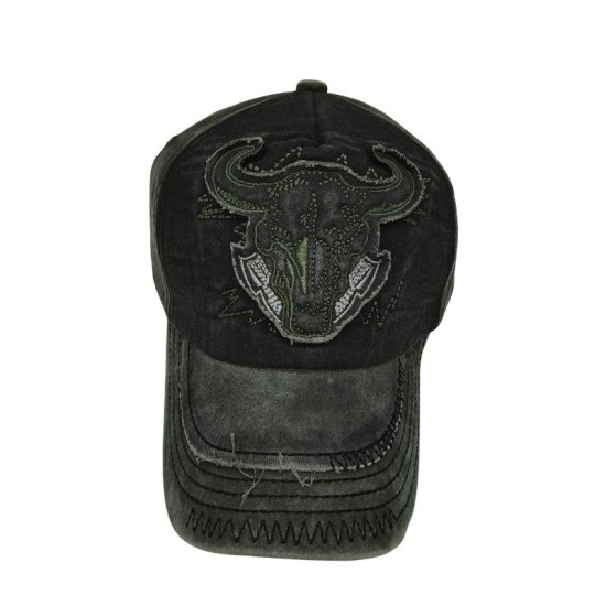 Black Cloth Bullhead Baseball Cap