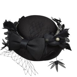 Black French Bow Small Bow Hat