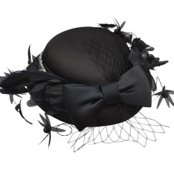 Black French Bow Small Bow Hat