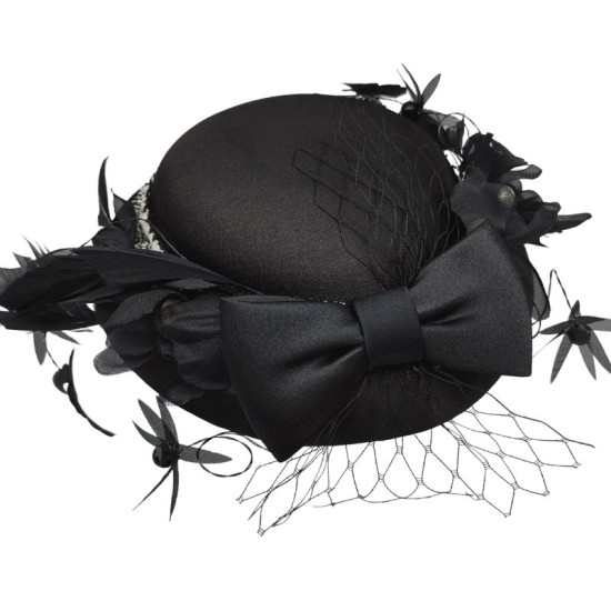 Black French Bow Small Bow Hat Black French Bow Small Bow Hat