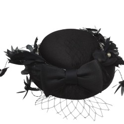 Black French Bow Small Bow Hat