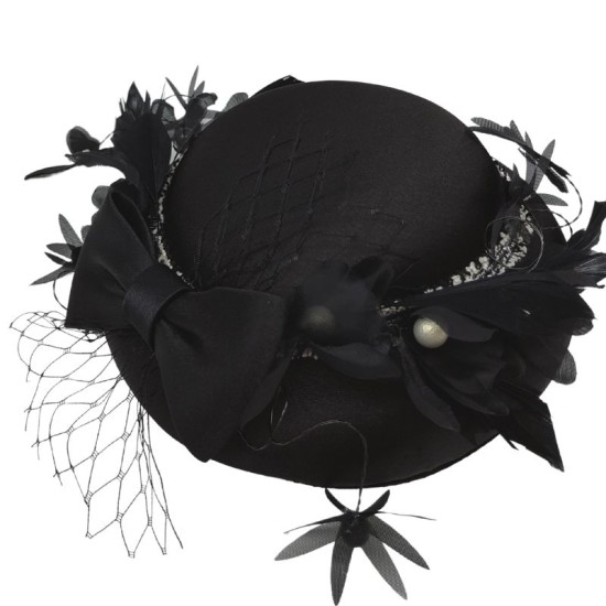 Black French Bow Small Bow Hat Black French Bow Small Bow Hat