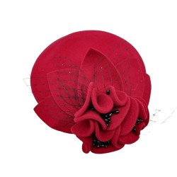 Burgundy Mesh Wool Tweed Cap British Cap