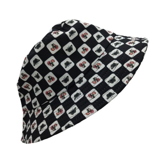 Butterfly Black And White Splicing Checkerboard Fisherman's Hat Butterfly Black And White Splicing Checkerboard Fisherman's Hat