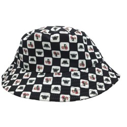 Butterfly Black And White Splicing Checkerboard Fisherman's Hat  