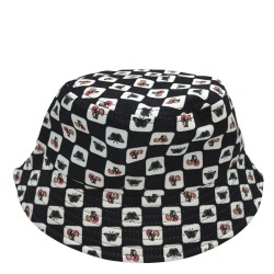 Butterfly Black And White Splicing Checkerboard Fisherman's Hat  