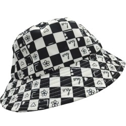 Flowers And Hearts Stitch The Checkerboard Fisherman's Hat