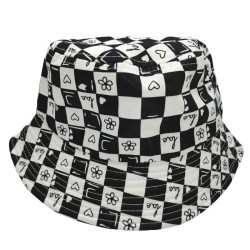Flowers And Hearts Stitch The Checkerboard Fisherman's Hat